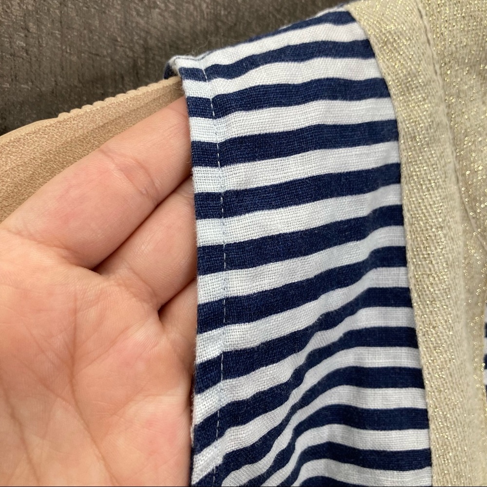 Sail to Sable Navy and White Striped Sleeveless Mini Dress with Gold Trim - Picture 7 of 7